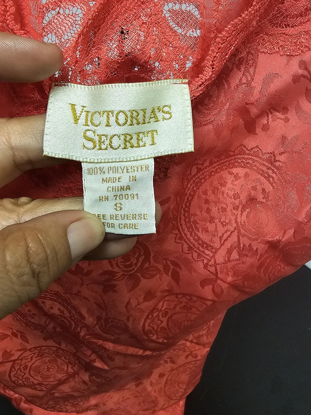 Victoria's Secret Coral-Red Lace Chemise